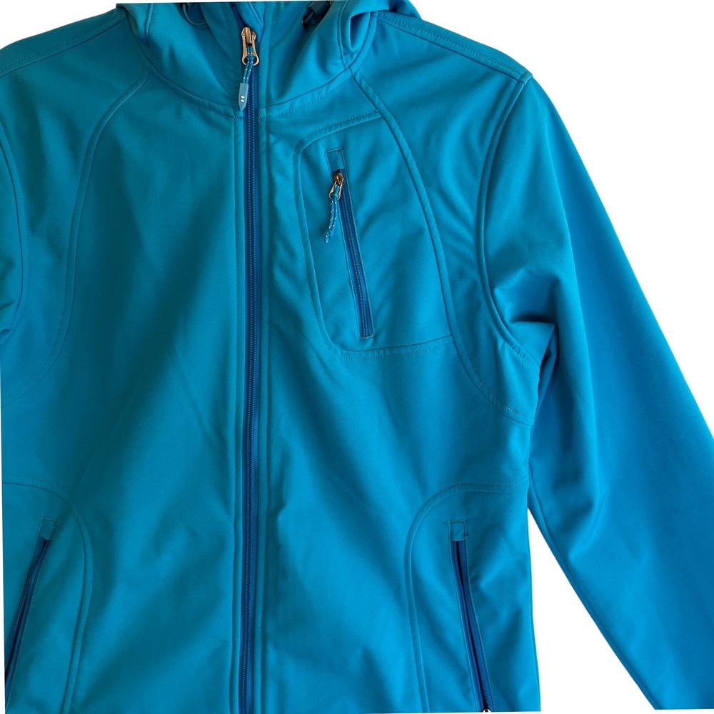Double Diamond Womens‎ Softshell Jacket Hooded Full Zip Bright Blue S